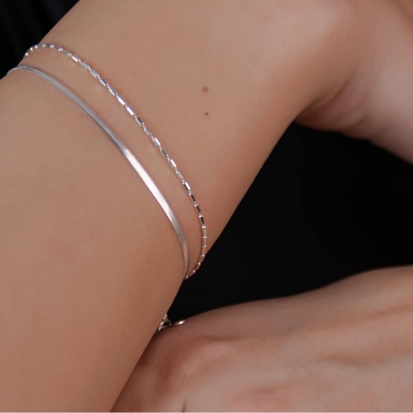 925 Sterling Silver Double Layer Bracelet - Picture 3 of 4